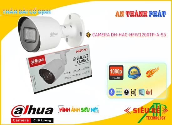  Camera Giám Sát Công Nghệ HD DH-HAC-HFW1200TP-A-S5 Tiết kiệm hơn CMOS truyền tải nhanh hơn H.265+/H.265/H.264+/H.264 với Màu sắt trong sáng 2.0 MP FULL HD 1080P độ nét vừa đủ cho công trình dân dụng Xem ban đêm Hồng Ngoại 30m giám sát phù hơp HD DH-HAC-HFW1200TP-A-S5 Trang Bị Thu Âm trong phạm vi 3m Chức năng thông minh với Hồng Ngoại SMD Được ứng dụng trên nền tảng AHD CVI TVI BCS HD Hoặt Động Ổn Định camera xưởng sản xuất,kho hàng , nhà xưởng Thân Kim loại Công nghệ ban đêm Hồng Ngoại SMD Trang bị Chống Ngược Sáng DWDR 150db Thấy rõ hơn khi bị ánh ngược chiều ánh sáng Lắp ngược sáng tốt