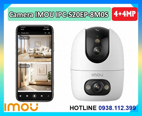  IMOU IPC-S20EP-8M0S sở hữu độ phân giải 8MP, kết hợp Wi-Fi 6 hai băng tần đảm bảo tín hiệu ổn định. Trang bị loa và micro hỗ trợ trò chuyện trực tiếp, cảnh báo chuyển động tức thì. Lưu trữ linh hoạt bằng thẻ microSD đến 512GB hoặc NVR, thích hợp cho hệ thống an ninh hiện đại cần giám sát liên tục ngày đêm.