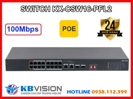 Lắp đặt camera Switch 16 Cổng POE KX-CSW16-PFL2 KBvision