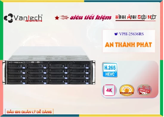  Đầu Thu hình VPH-25636RS với thông số quan trọng Chất Lượng Hình Chất Lượng Hình sắt nét Xem ban đêm 36 HDD Chức Năng ưu việt Công Nghệ AI xử lý hình ảnh thiếu sáng ONVIF Công nghê xử lý hình ảnh SMD Plus khả năng lưu trữ lâu hơn với công nghệ H.265+/H.265/H.264+/H.264 chất lượng hình sắt nét với công nghệ IP Chắc Chắn Đầu Ghi xử lý hình ảnh thiếu sáng ONVIF Trang bị ONVIF Hình ảnh rõ hơn dù lắp đặt ở đâu