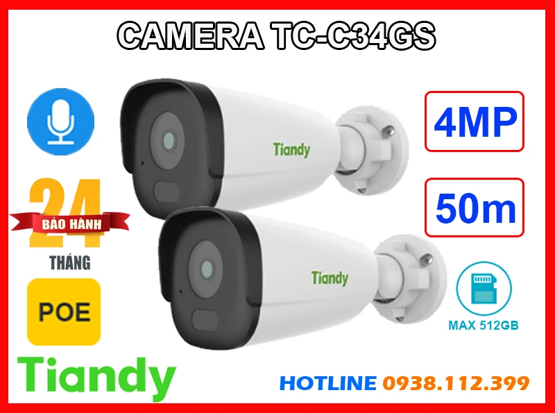 Lắp đặt camera TIANDY TC-C34GS Camera Thân Ngoài Trời
