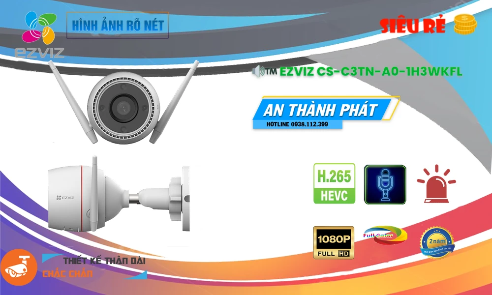 CS-C3TN-A0-1H3WKFL sắc nét Wifi Ezviz ➠