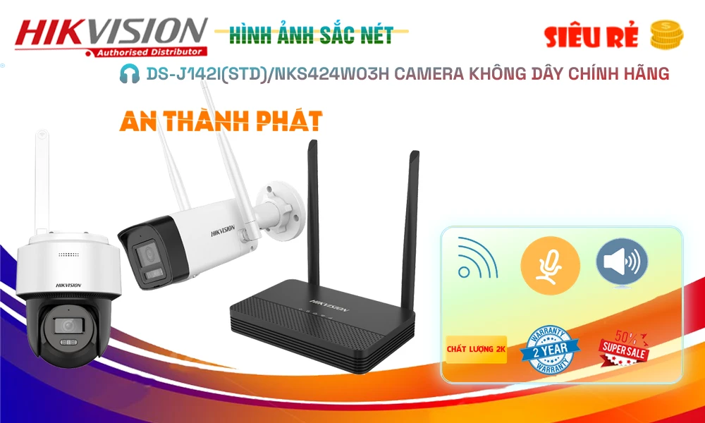 Bộ 2 Camera Giá Rẻ Hikvision DS-J142I(STD)/NKS424W03H